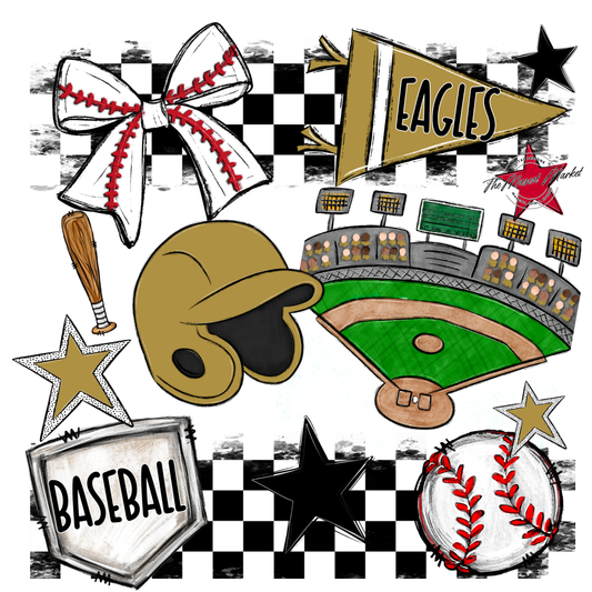 Eagles Baseball Checkers Design-Gold