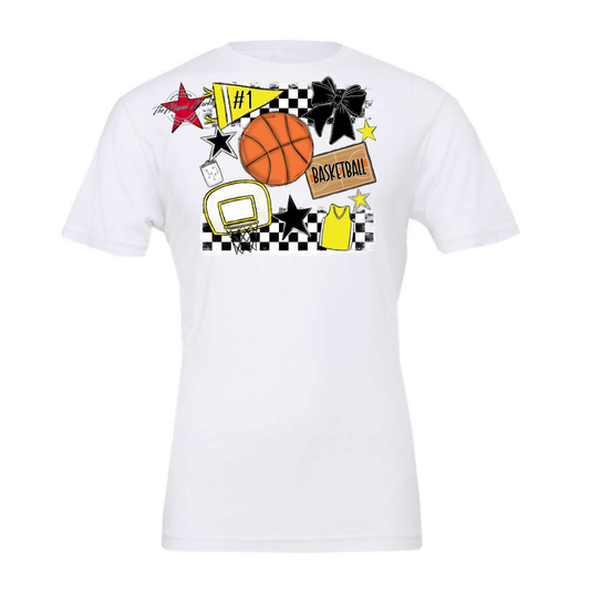 Basketball Checkers Spirit Design-Bright Yellow