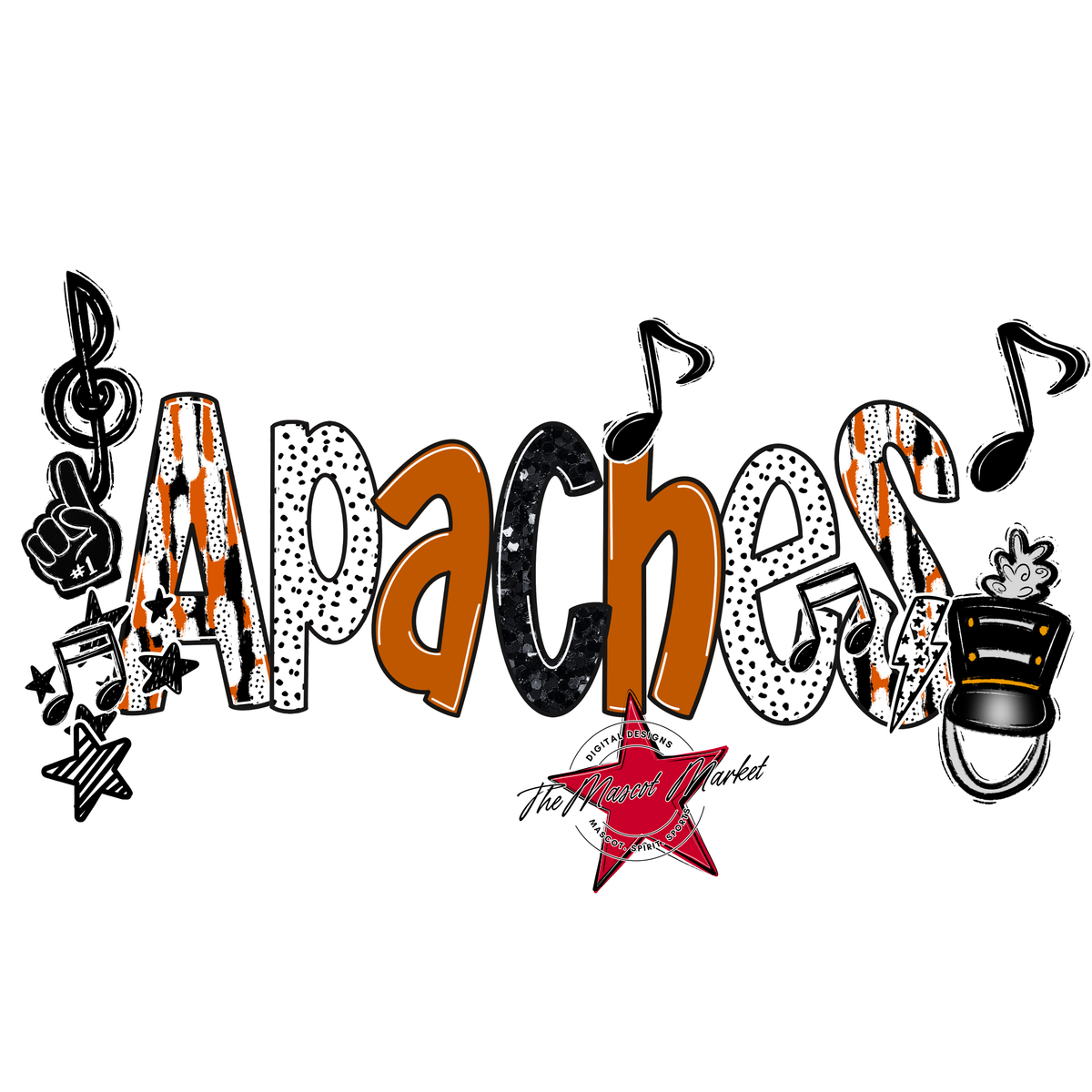 Apaches Brushstroke Alpha w Arrows-Burnt Orange