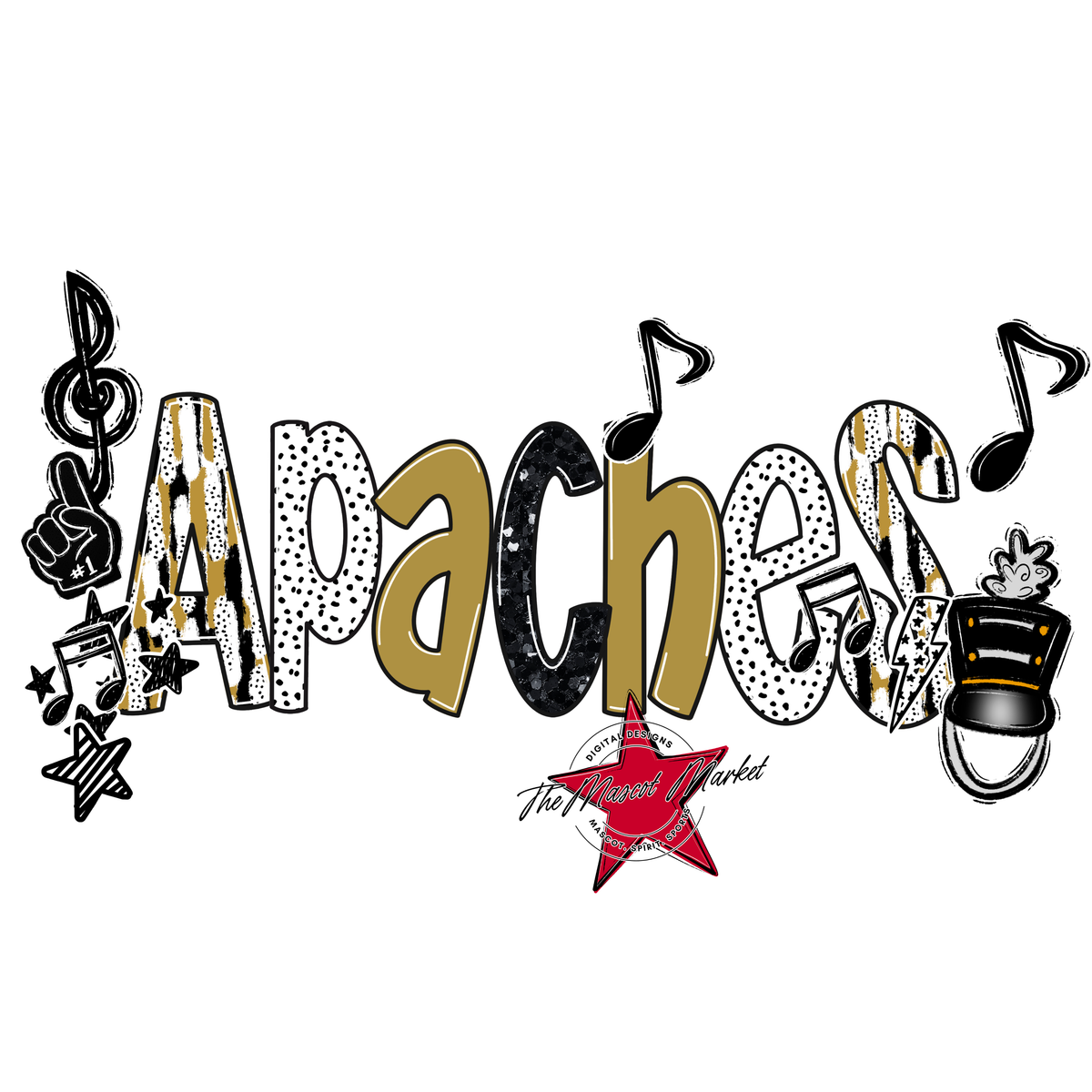 Apaches Brushstroke Alpha w Arrows-Gold