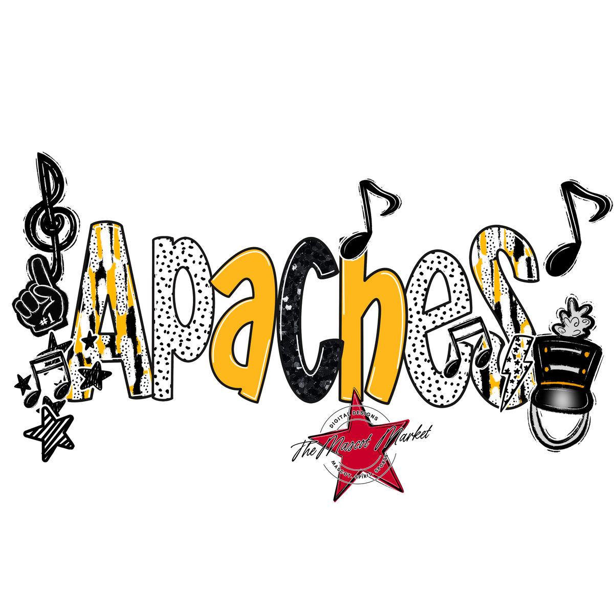 Apaches Brushstroke Alpha w Arrows-Yellow
