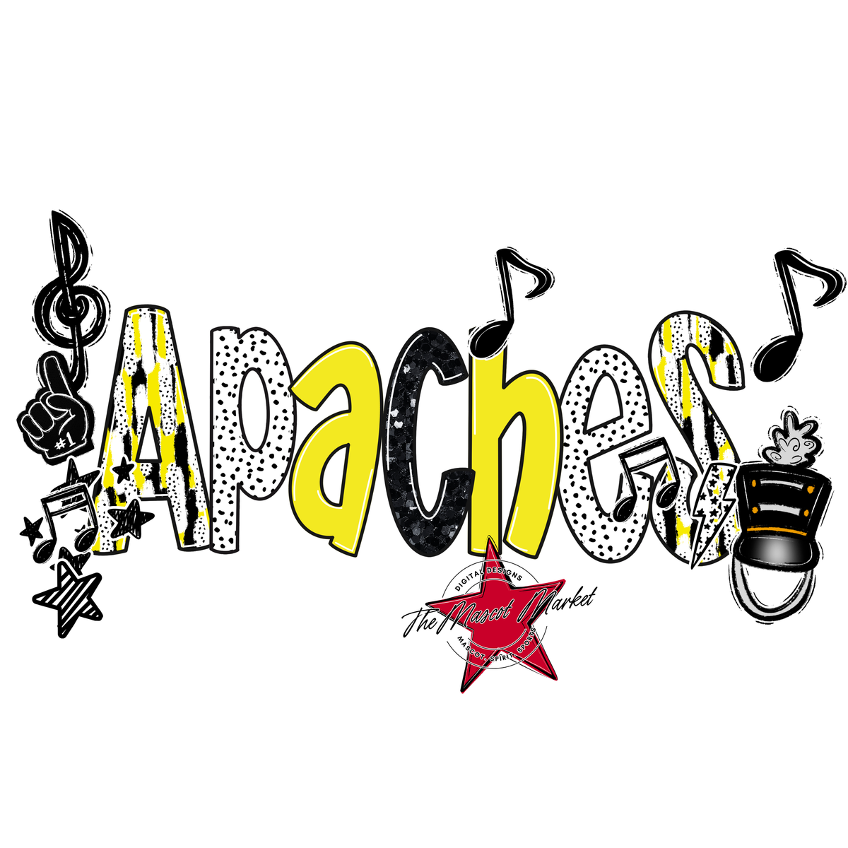 Apaches Band Scrape-Bright Yellow