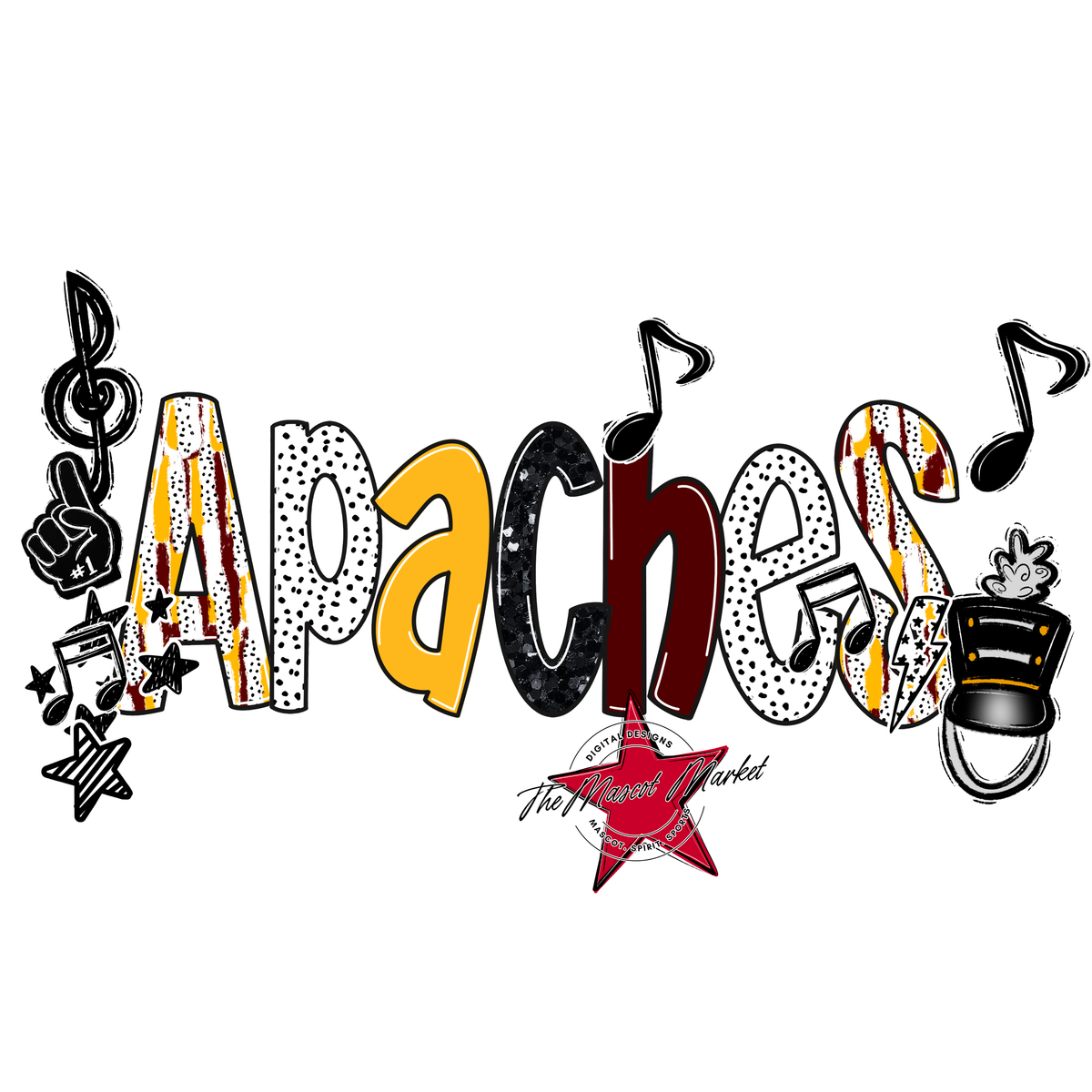 Apaches Band Scrape-Maroon & Yellow