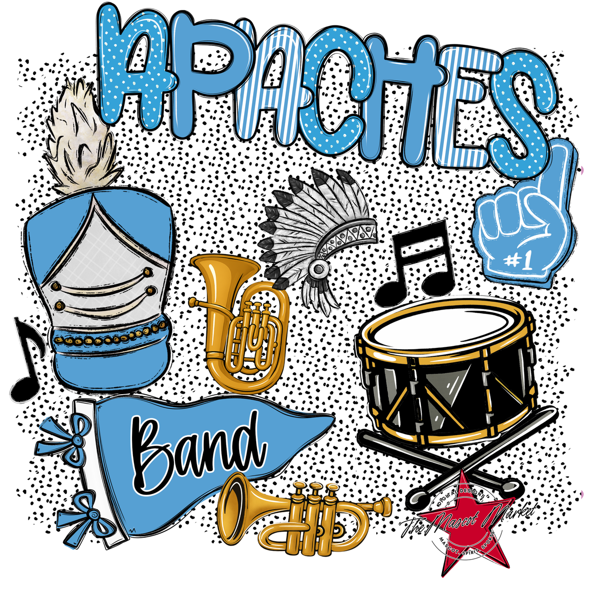 Apaches Band Spirit-Carolina Blue