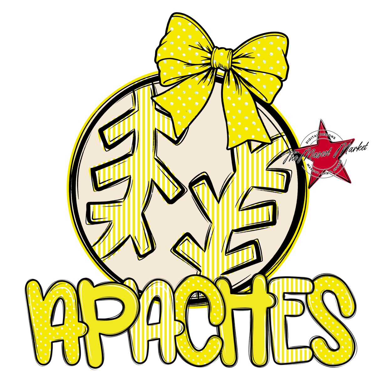 Apaches Baseball,Softball Spirit Design-Bright Yellow