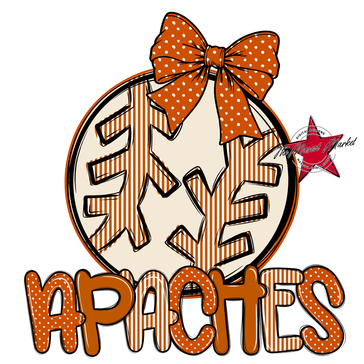 Apaches Baseball,Softball Spirit Design-Burnt Orange