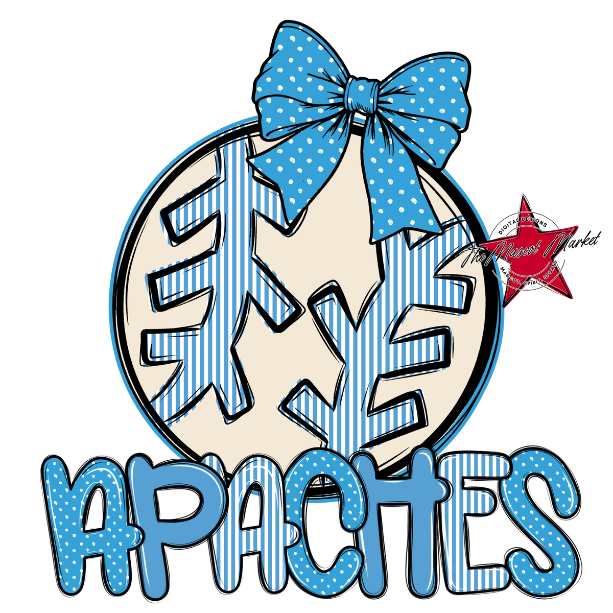 Apaches Baseball,Softball Spirit Design-Carolina Blue