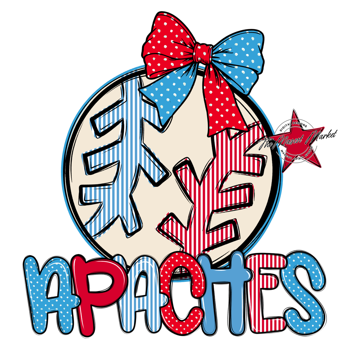 Apaches Baseball,Softball Spirit Design-Carolina Blue & Red
