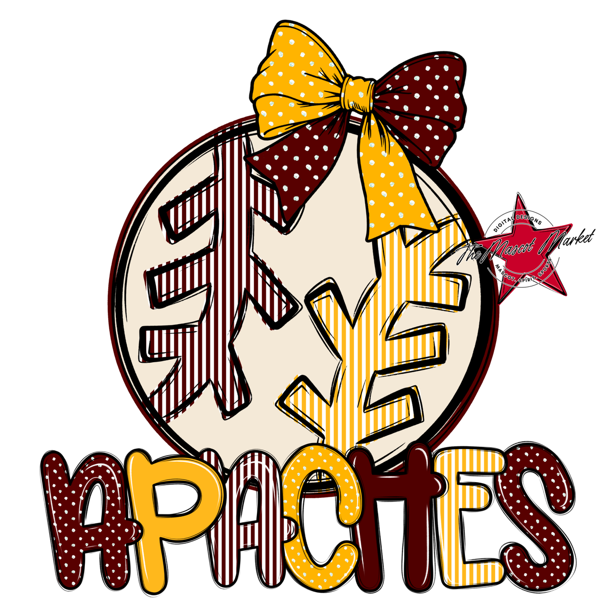 Apaches Baseball,Softball Spirit Design-Maroon & Yellow