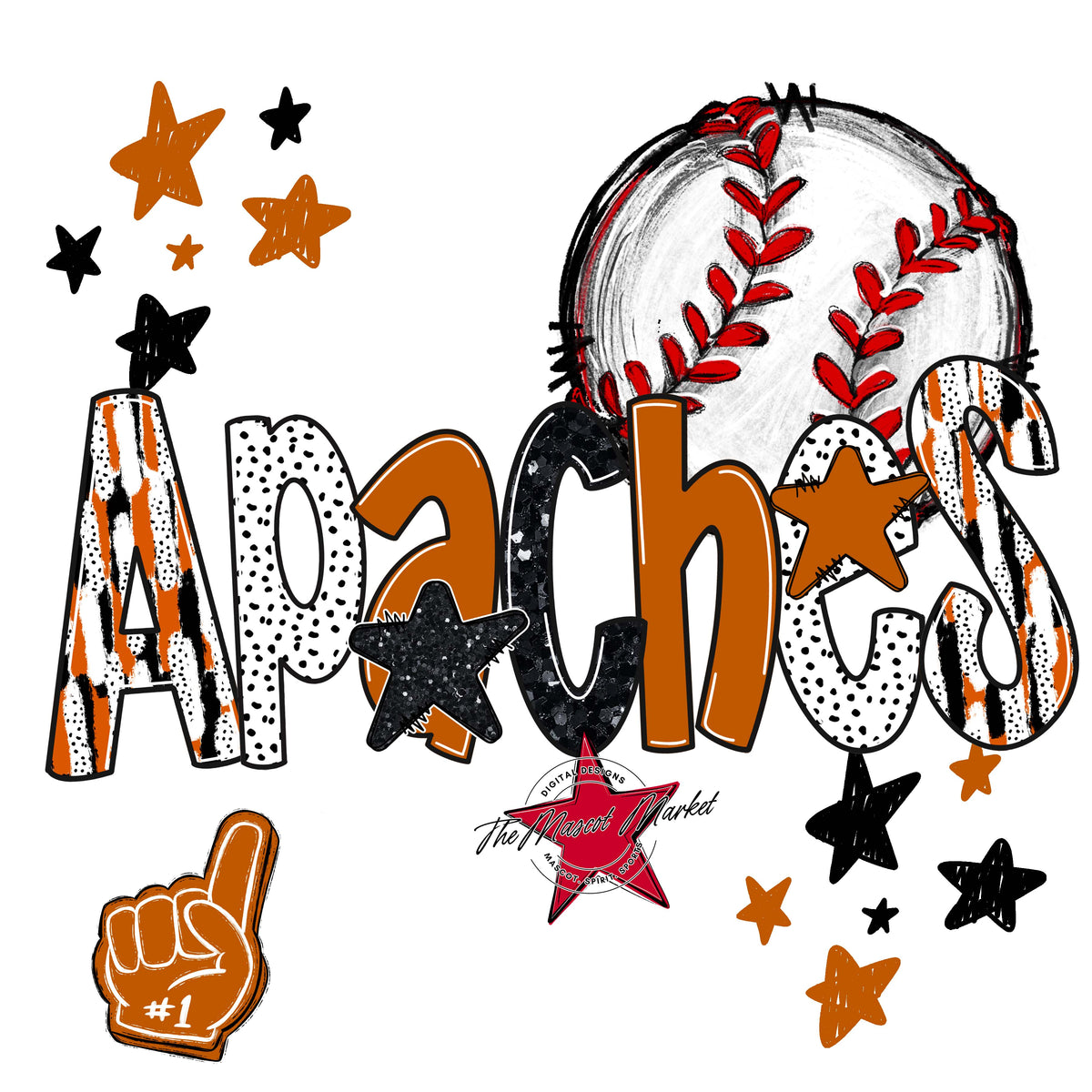 Apaches Baseball Scrape-Burnt Orange