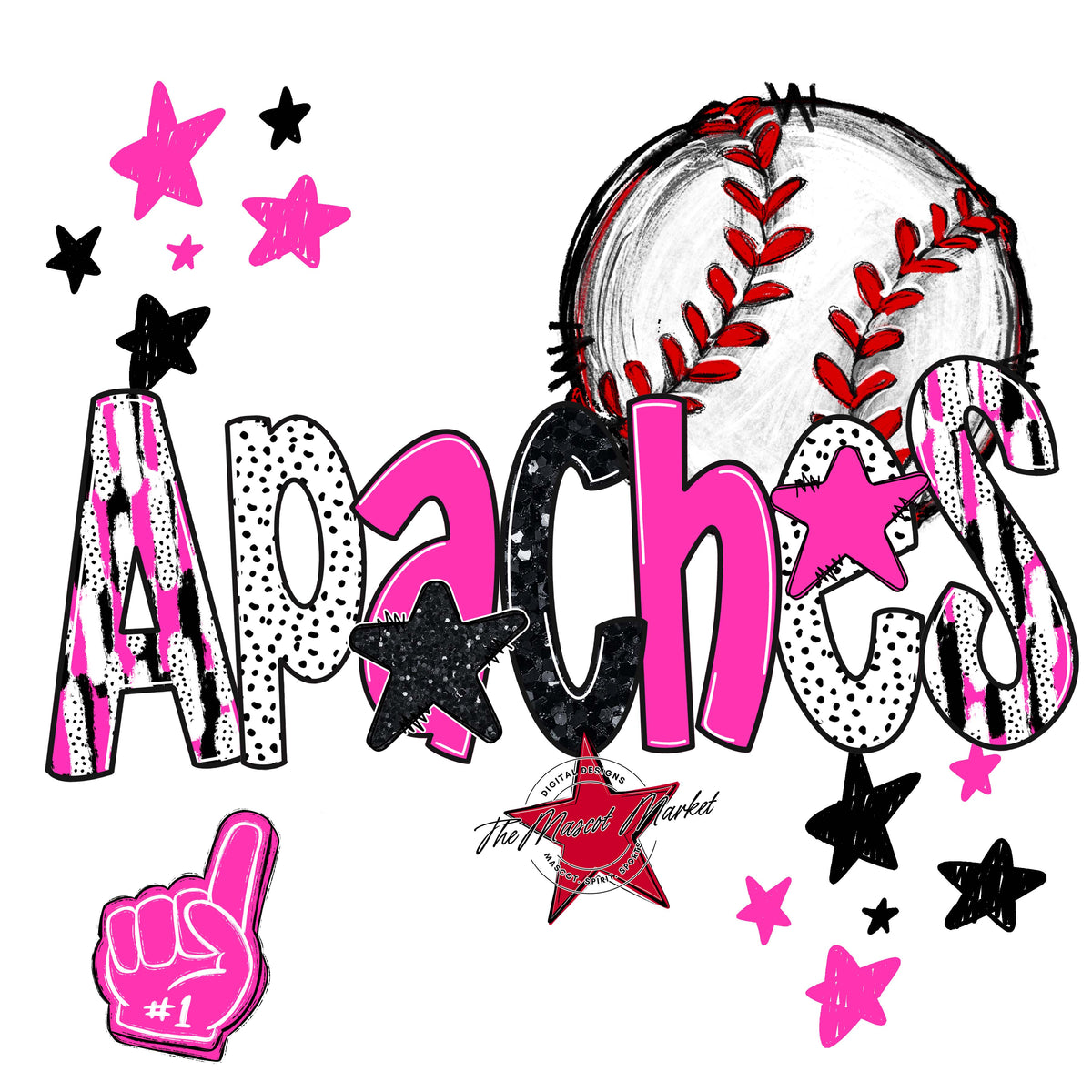 Apaches Baseball Scrape-Pink
