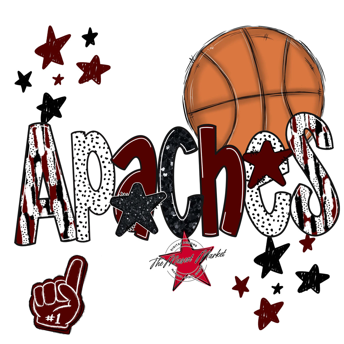 Apaches Basketball Scrape-Maroon