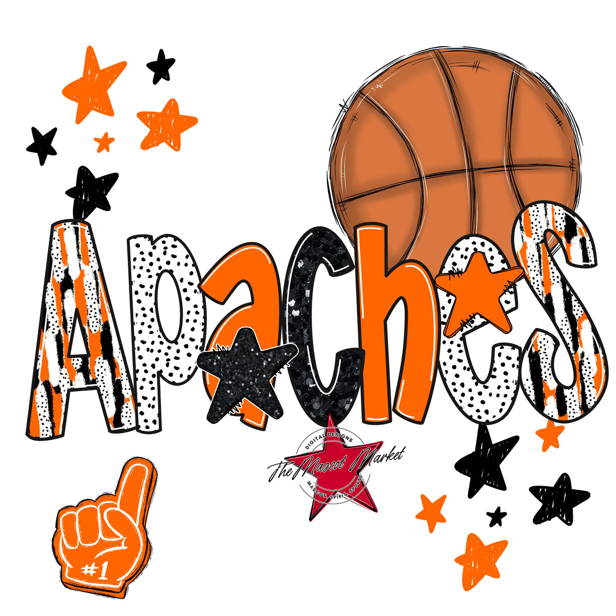 Apaches Basketball Scrape-Orange