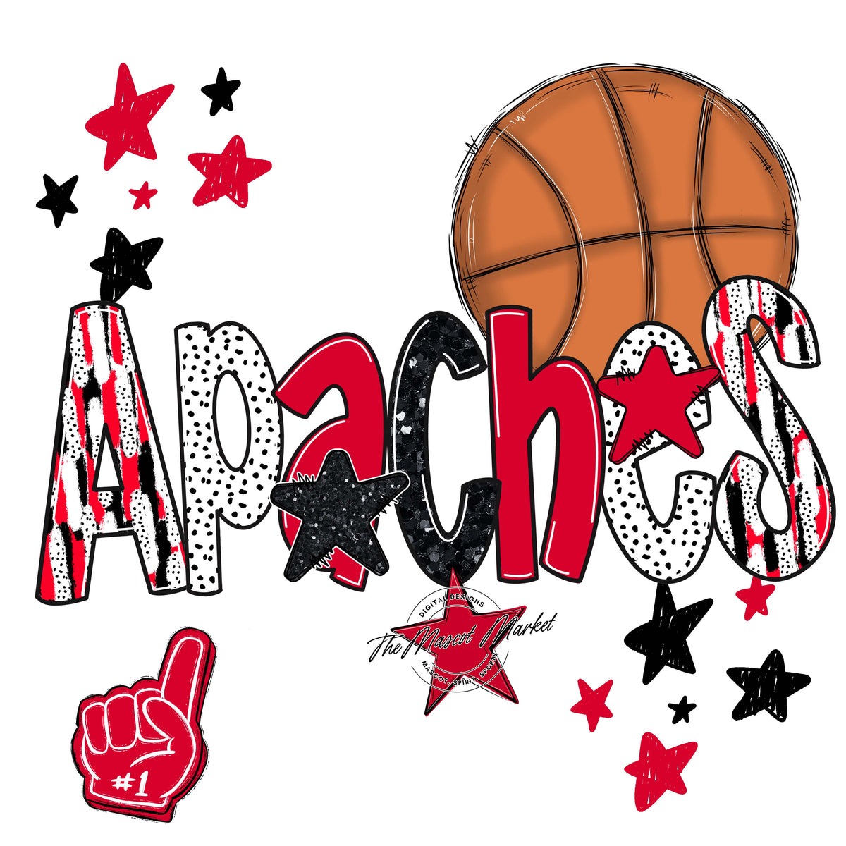 Apaches Basketball Scrape-Red