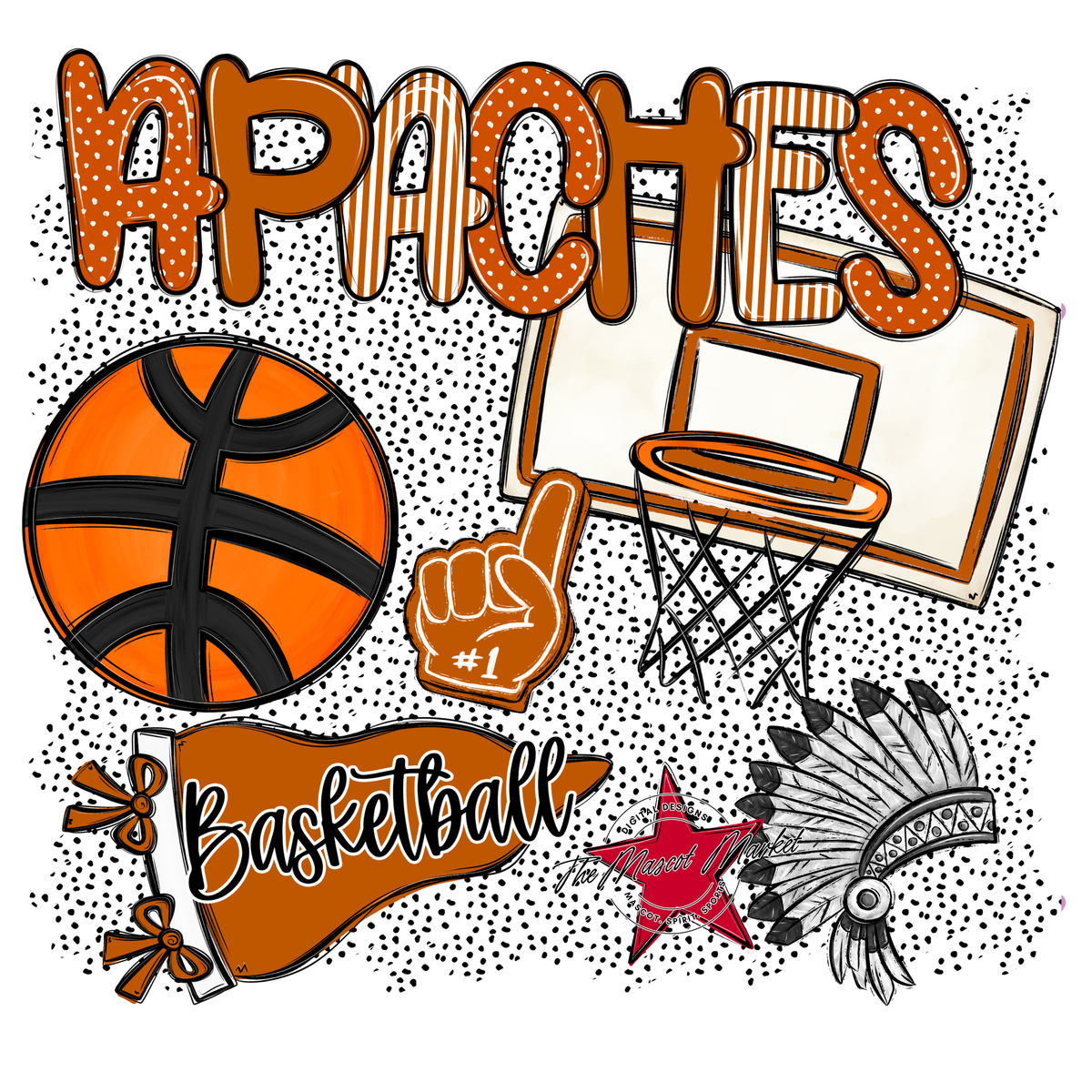 Apaches Basketball Spirit-Burnt Orange