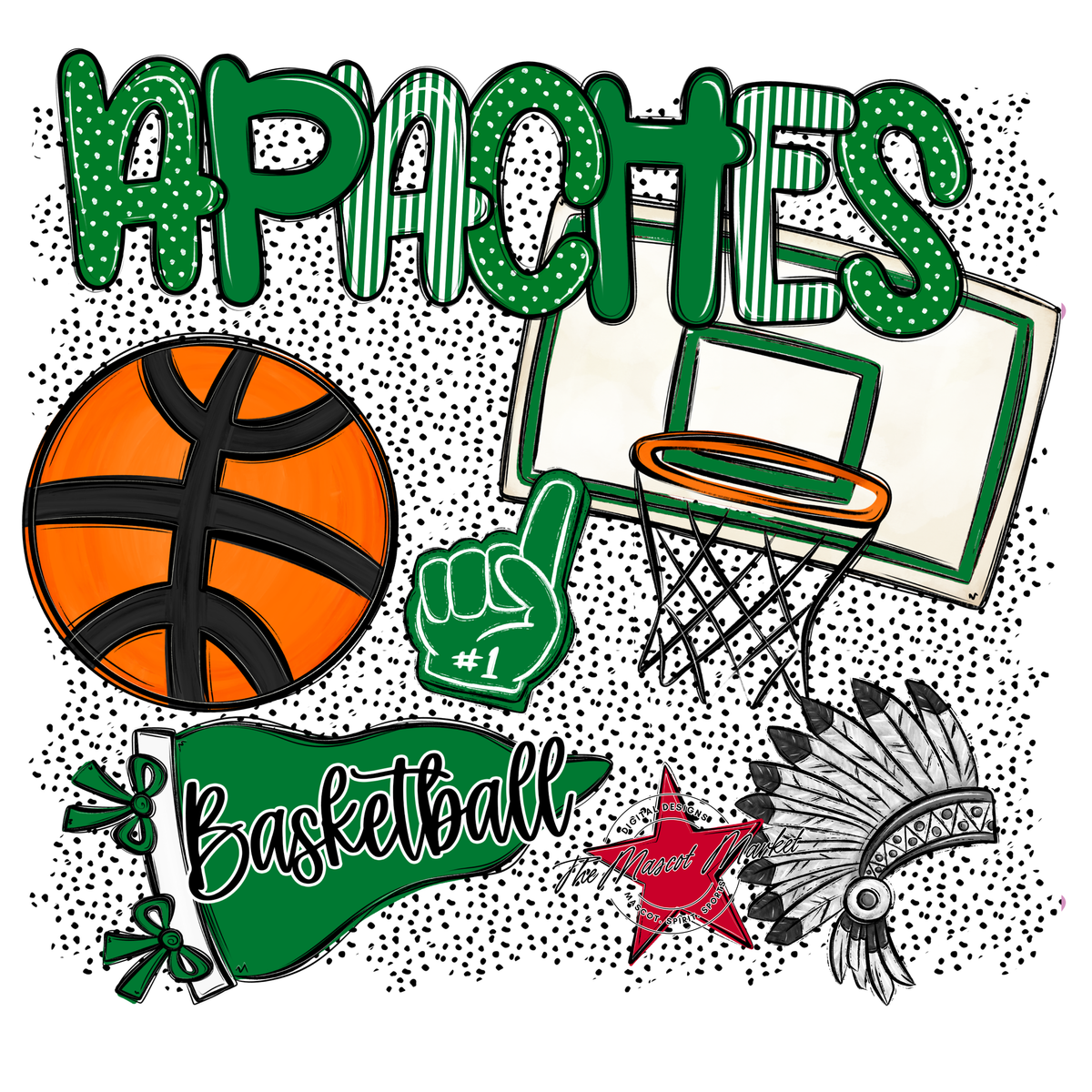 Apaches Basketball Spirit-Kelly Green
