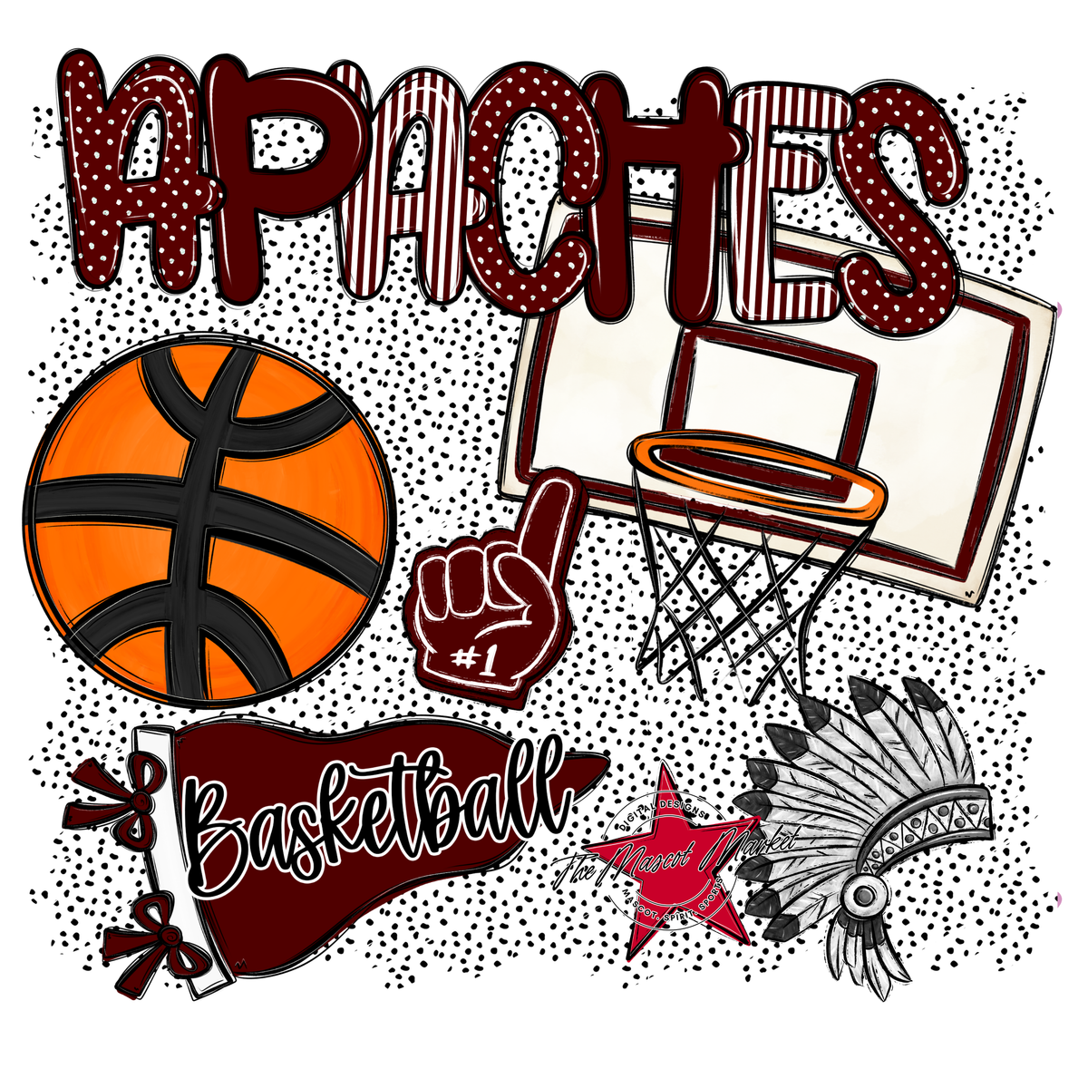 Apaches Basketball Spirit-Maroon