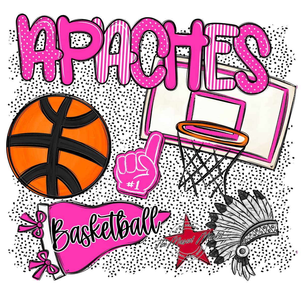 Apaches Basketball Spirit-Pink