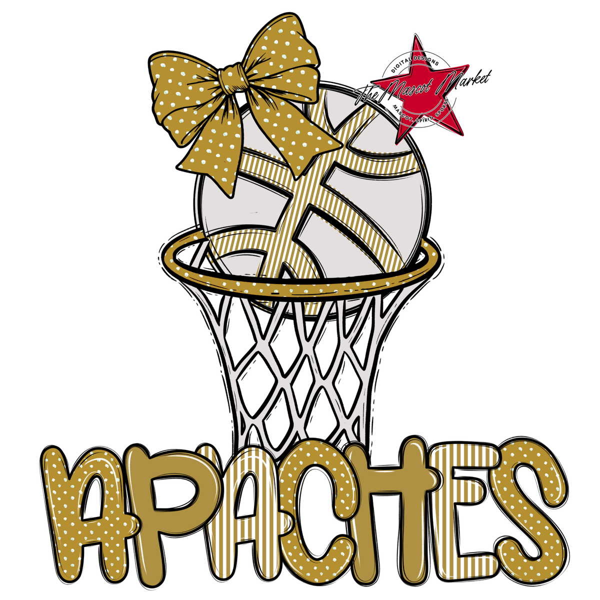 Apaches Basketball Spirit Design-Gold