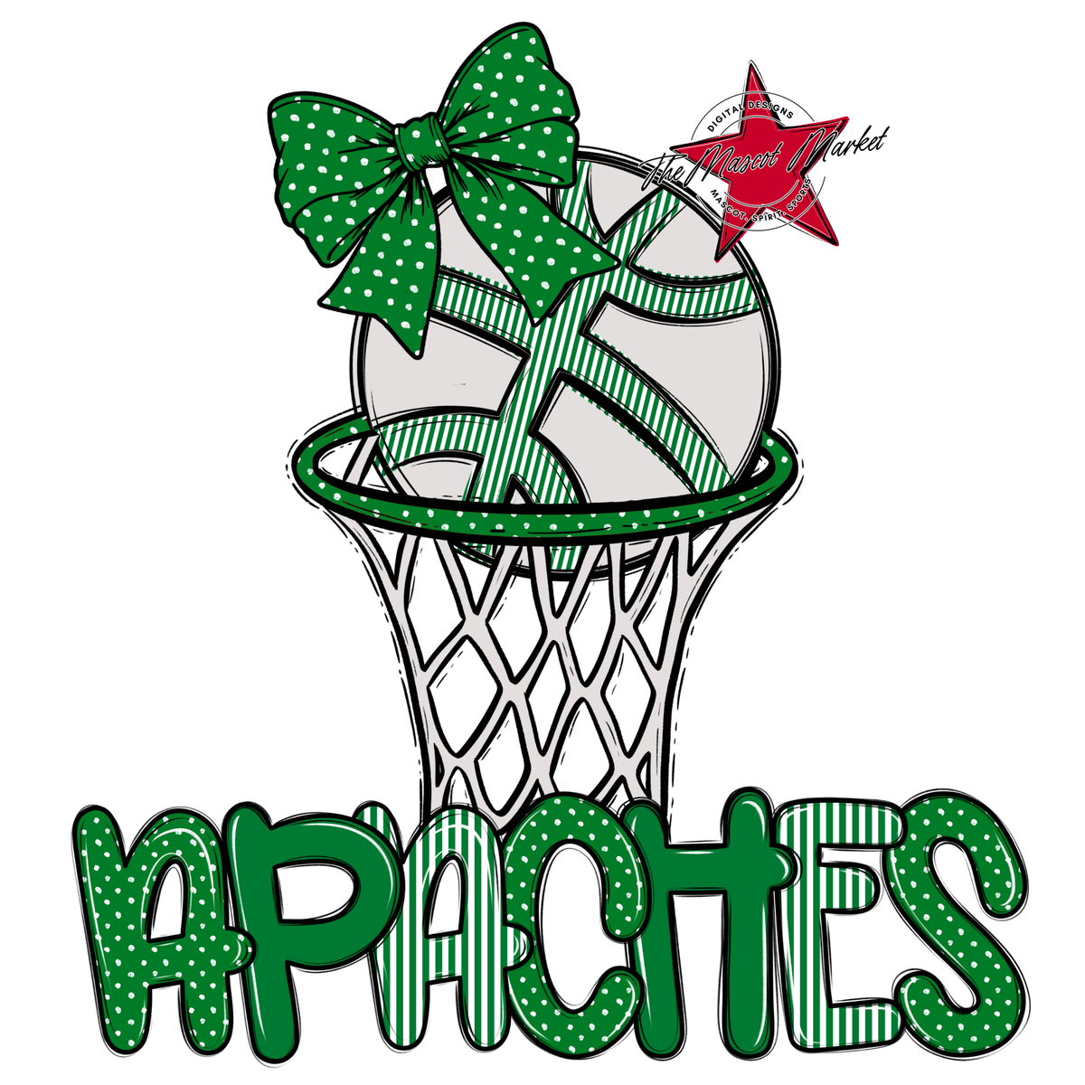 Apaches Basketball Spirit Design-Kelly Green