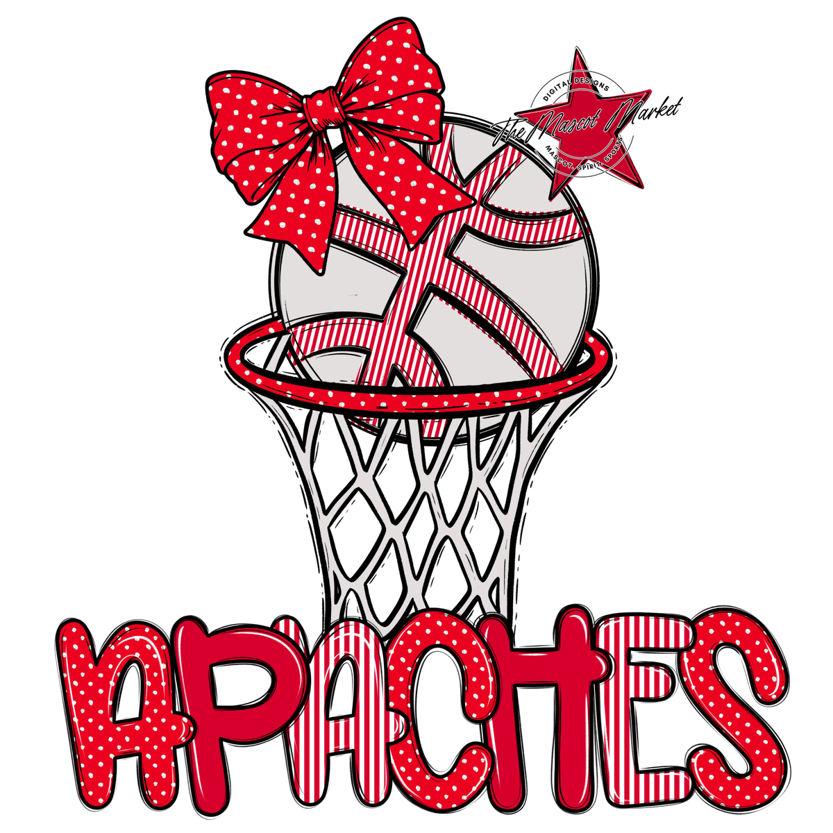Apaches Basketball Spirit Design-Red