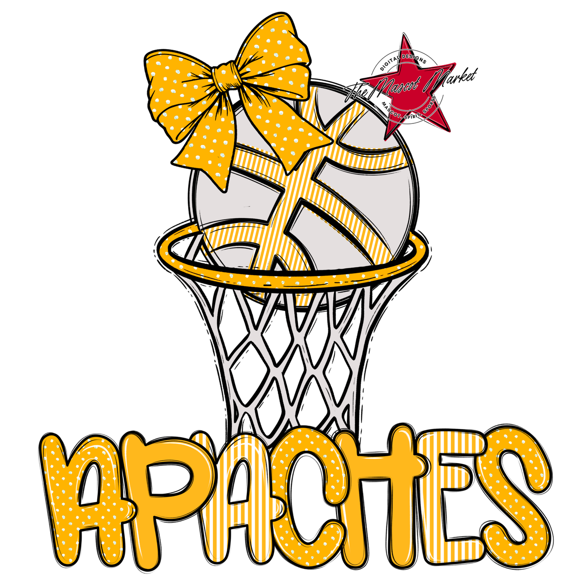 Apaches Basketball Spirit Design-Yellow
