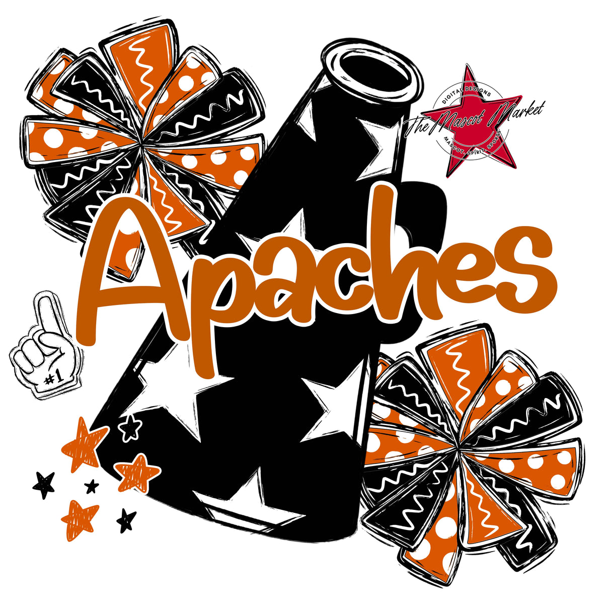 Apaches Black Megaphone-Burnt Orange