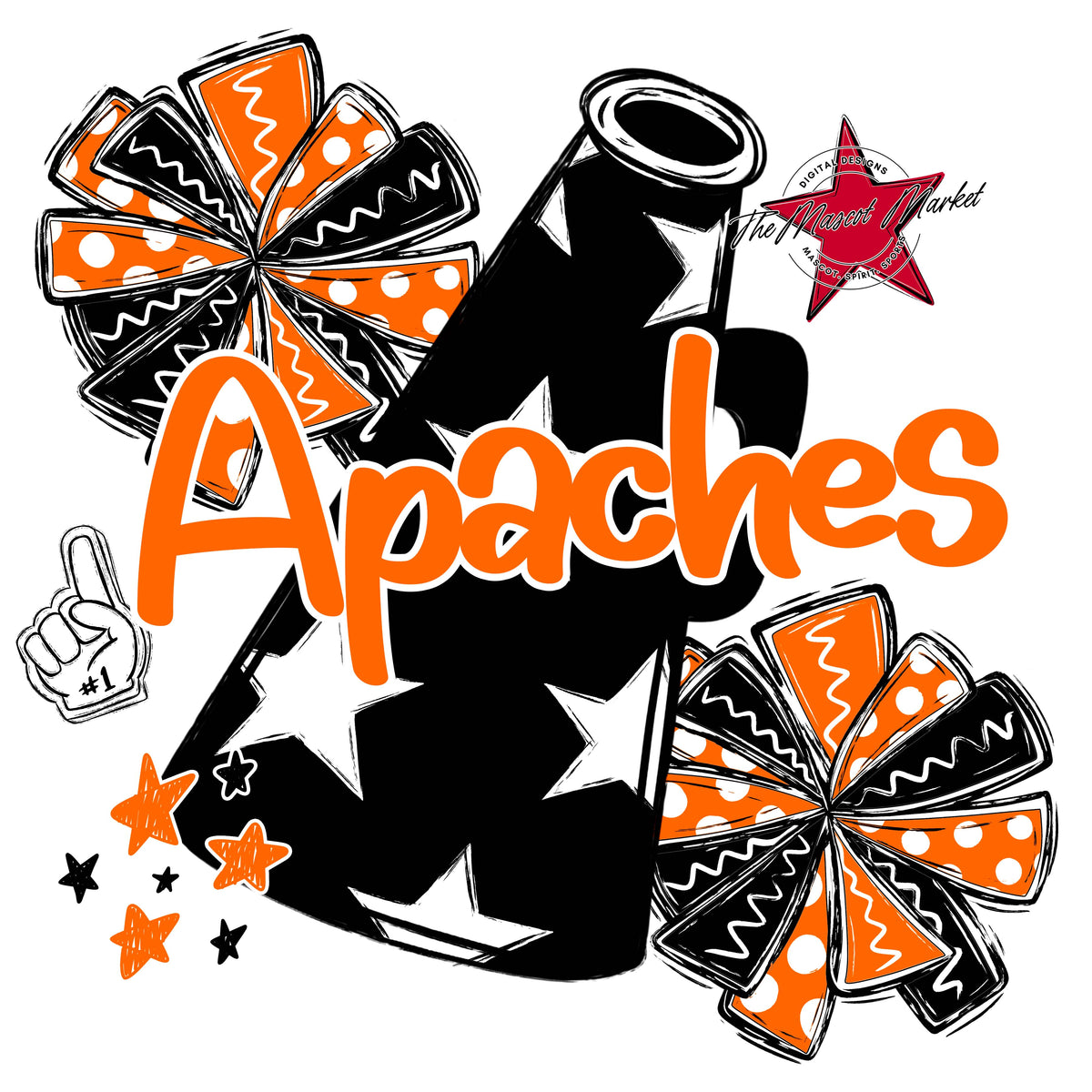 Apaches Black Megaphone-Orange