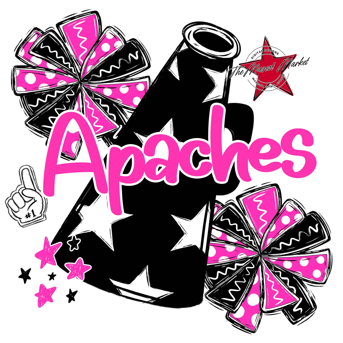 Apaches Black Megaphone-Pink