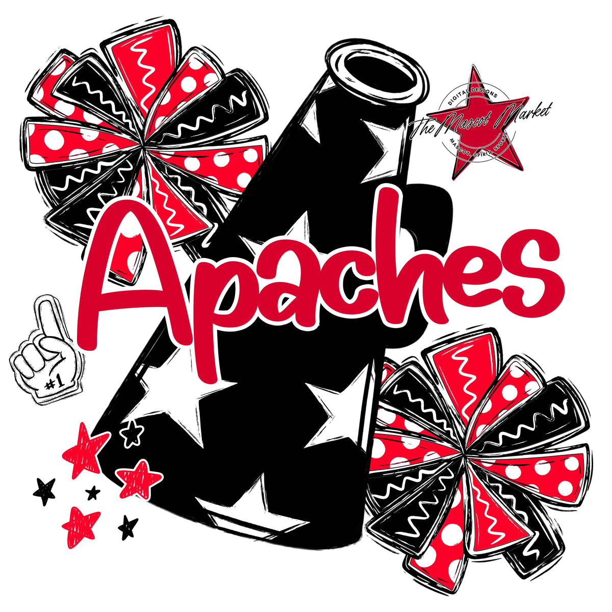 Apaches Black Megaphone-Red