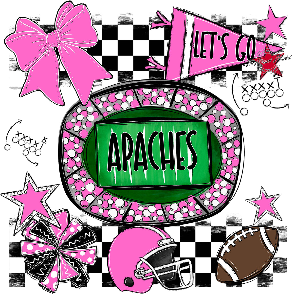 Apaches Checkers Spirit Design-Baby Pink