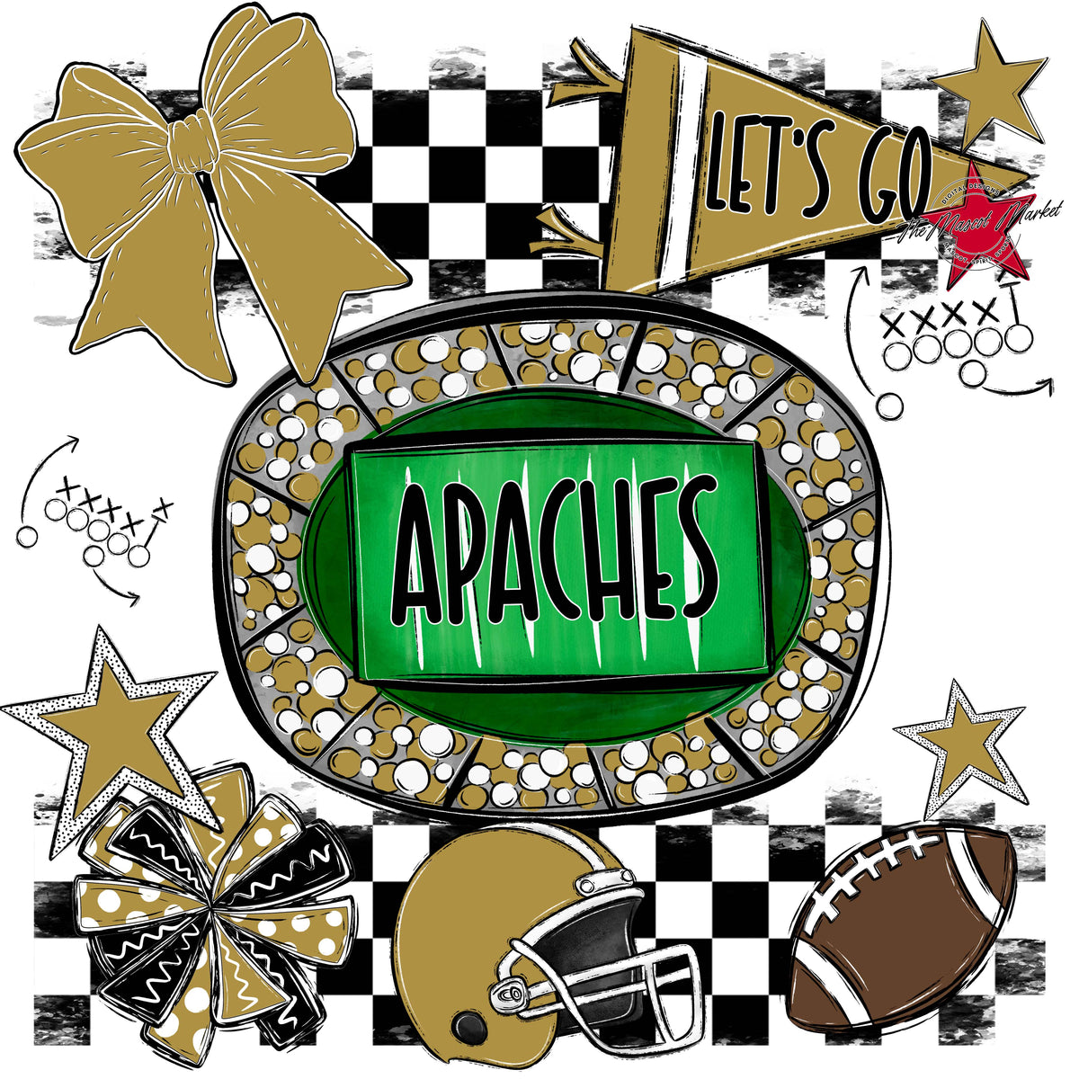 Apaches Checkers Spirit Design-Gold