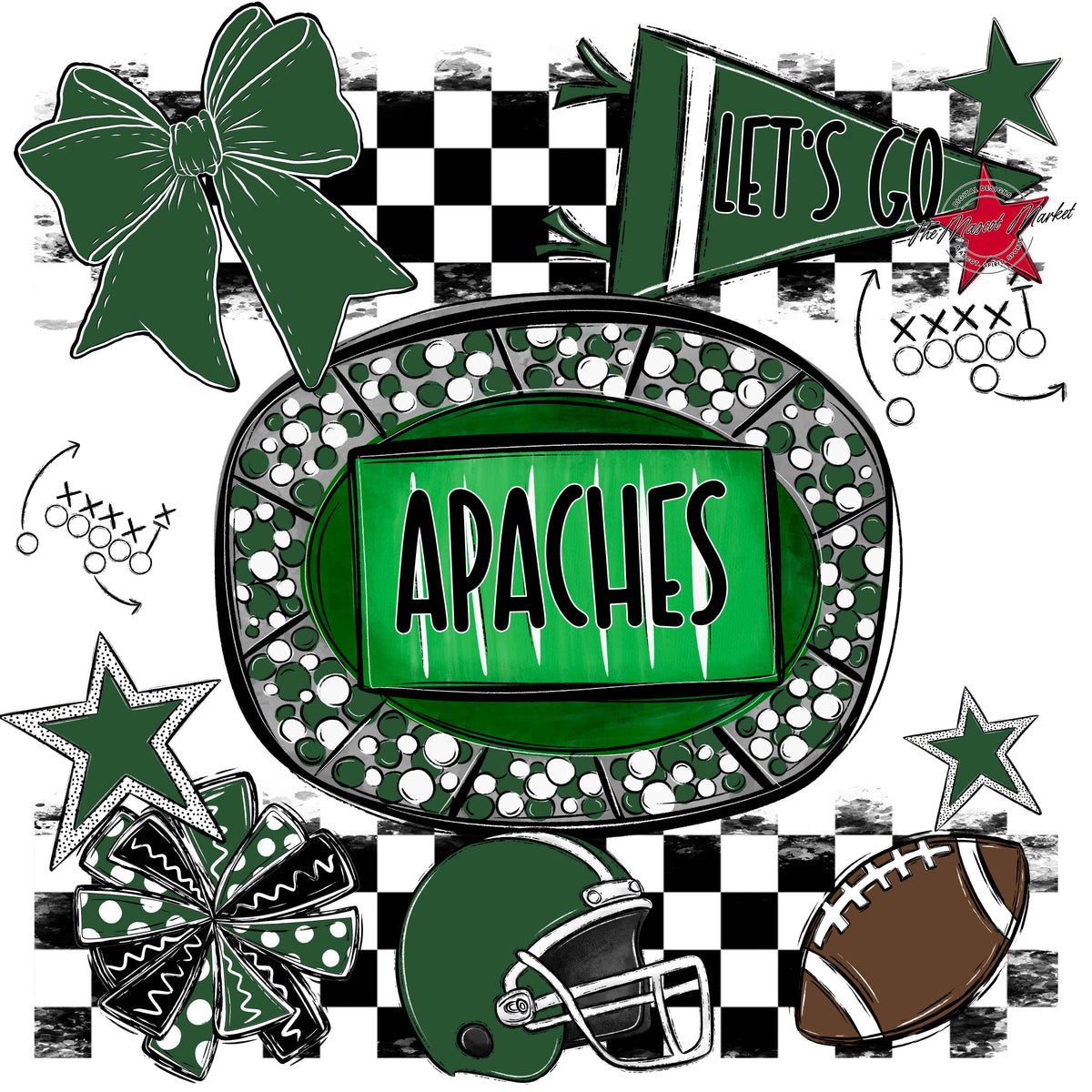 Apaches Checkers Spirit Design-Green