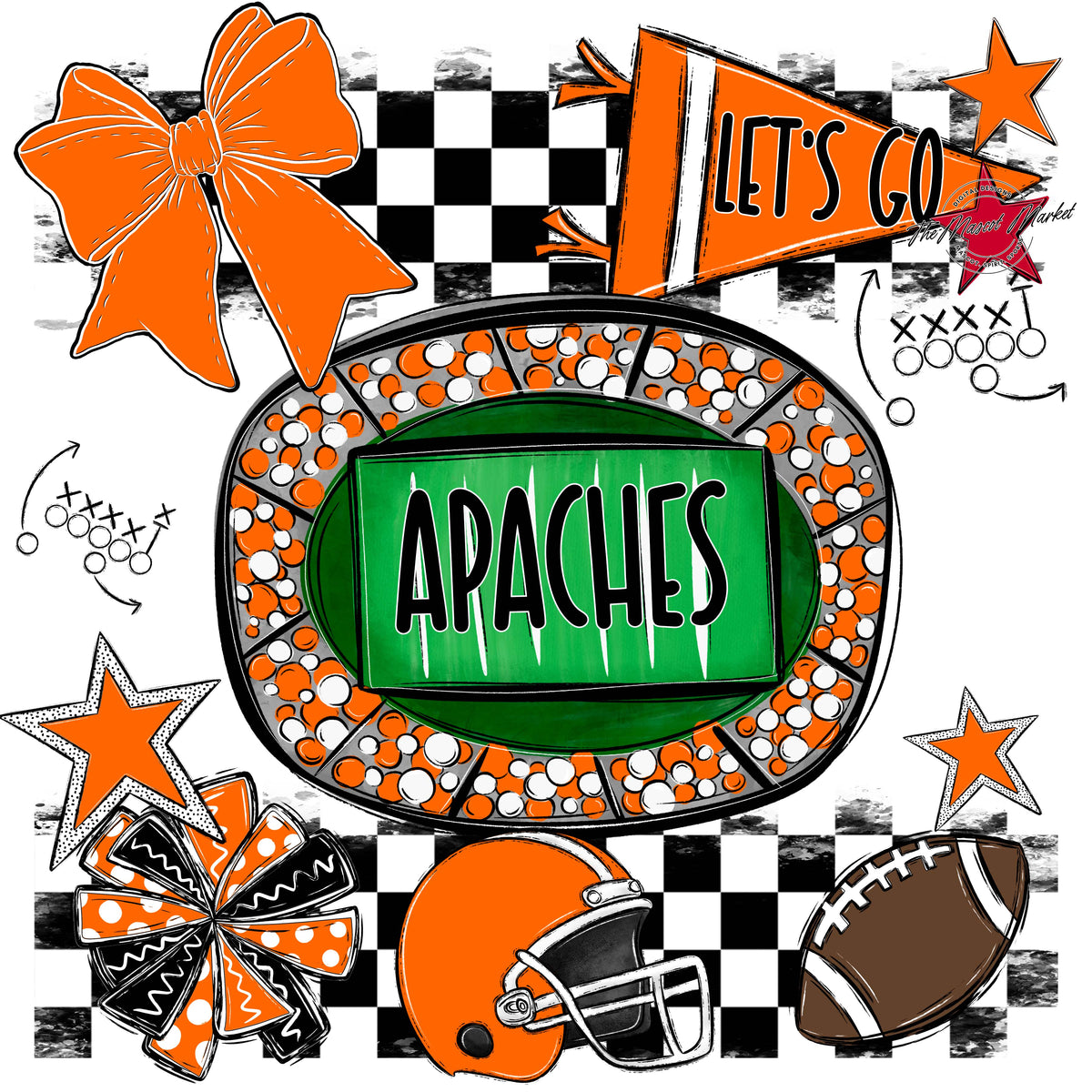Apaches Checkers Spirit Design-Orange