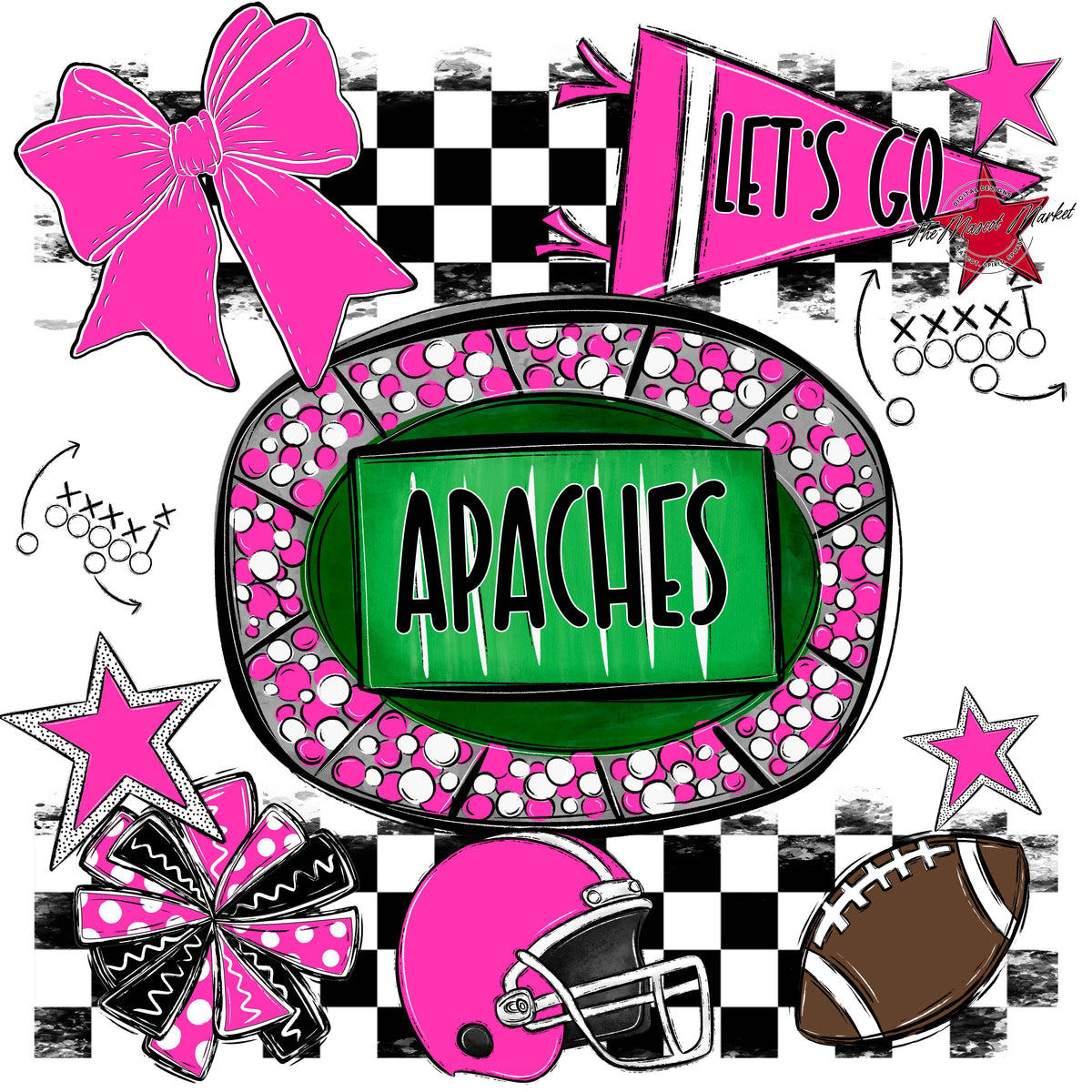 Apaches Checkers Spirit Design-Pink