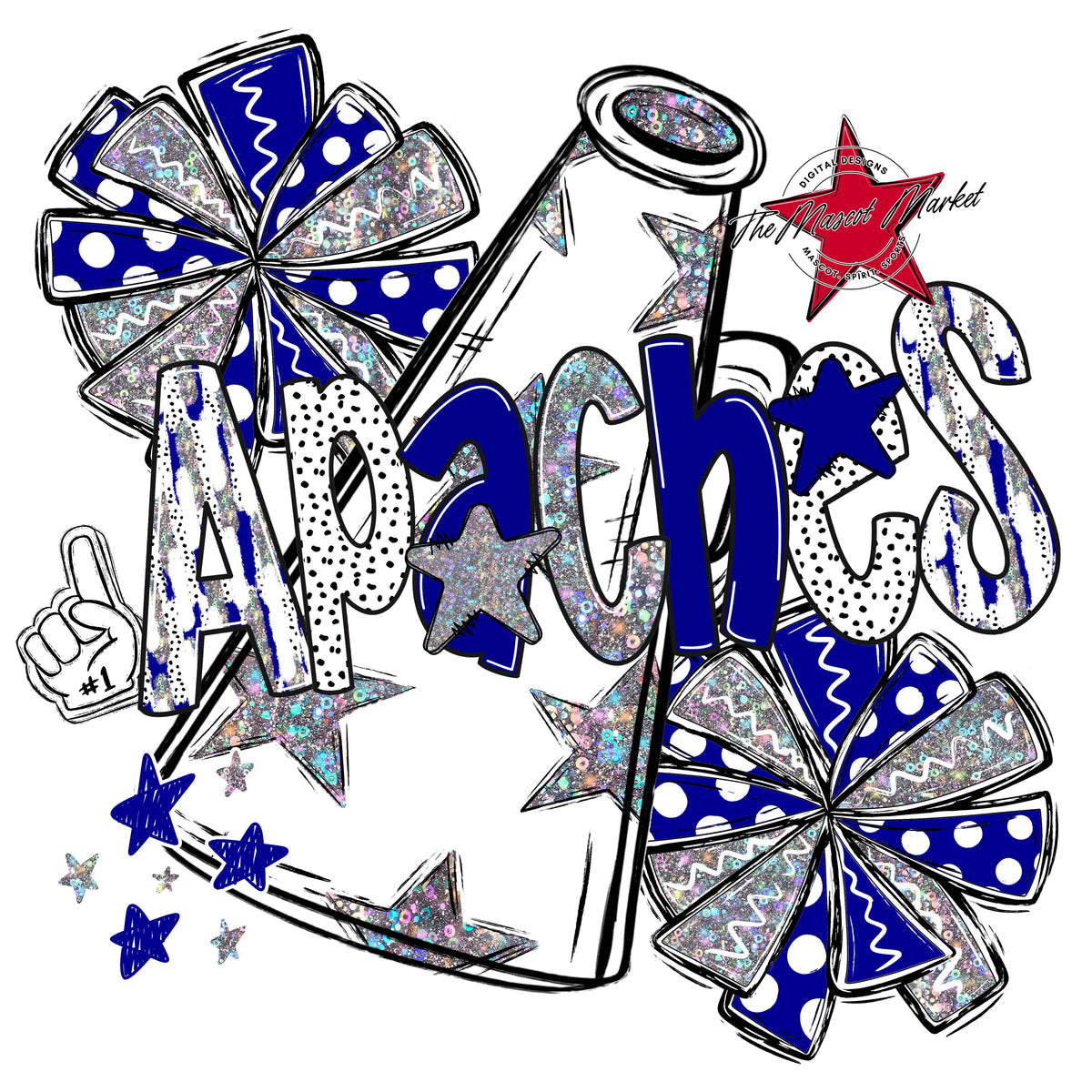 Apaches Cheer Megaphone Scrape-Blue