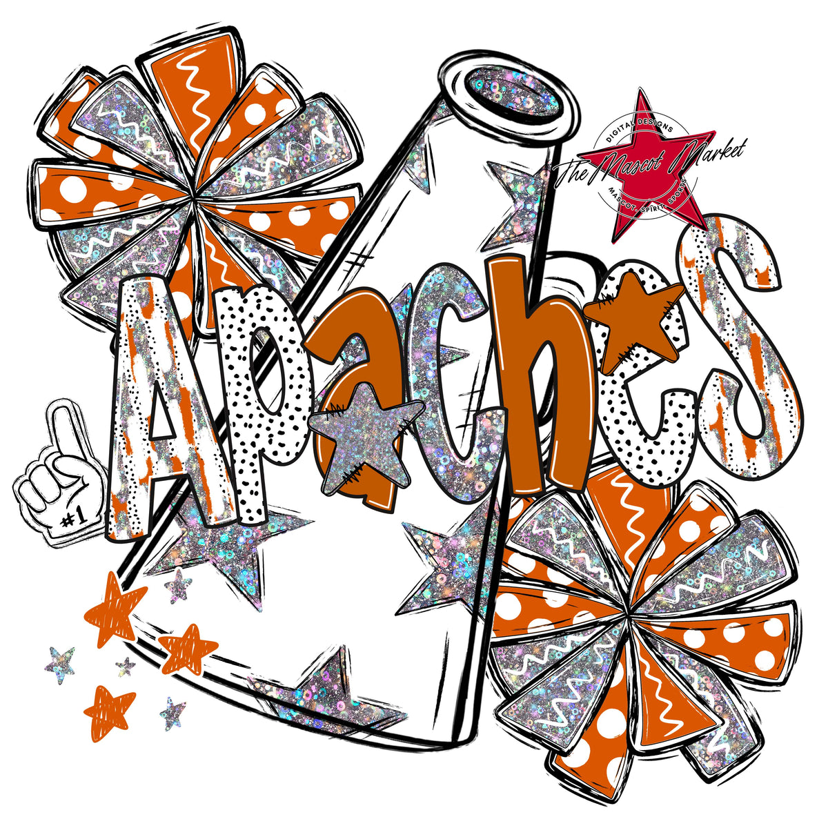 Apaches Cheer Megaphone Scrape-Burnt Orange