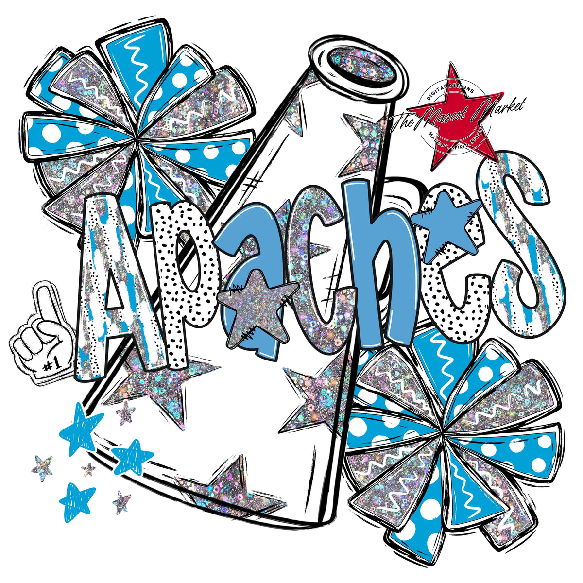 Apaches Cheer Megaphone Scrape-Carolina Blue