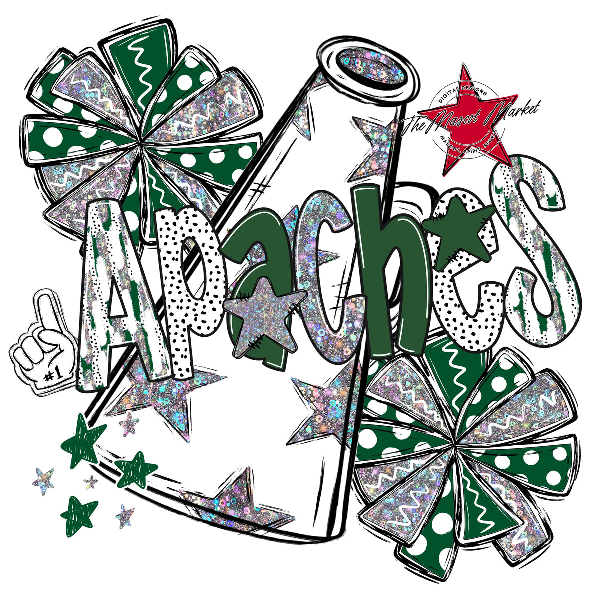 Apaches Cheer Megaphone Scrape-Green