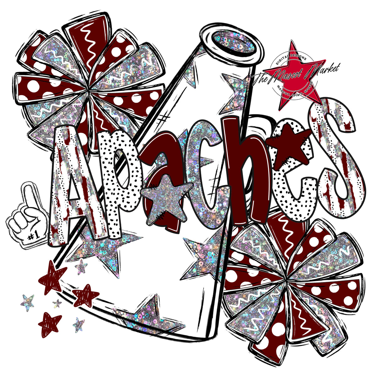Apaches Cheer Megaphone Scrape-Maroon