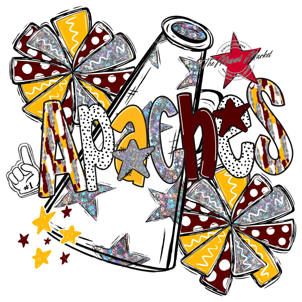 Apaches Cheer Megaphone Scrape-Maroon & Yellow