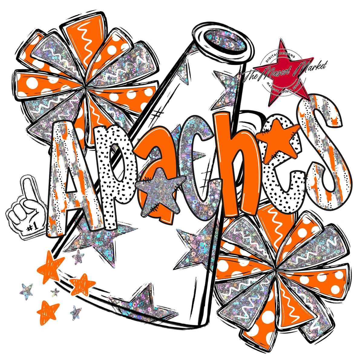 Apaches Cheer Megaphone Scrape-Orange