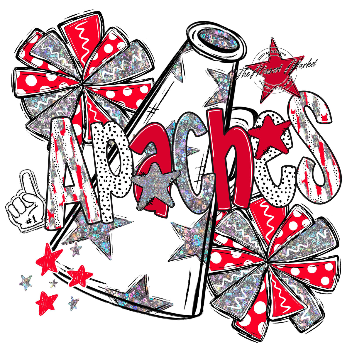 Apaches Cheer Megaphone Scrape-Red