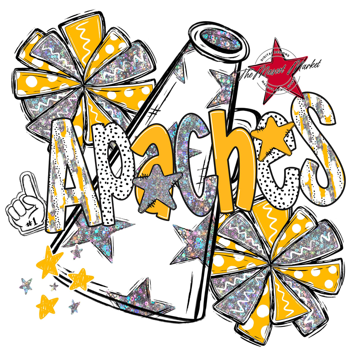 Apaches Cheer Megaphone Scrape-Yellow