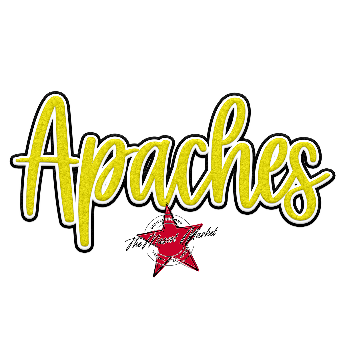 Apaches Chenille Patch-Bright Yellow