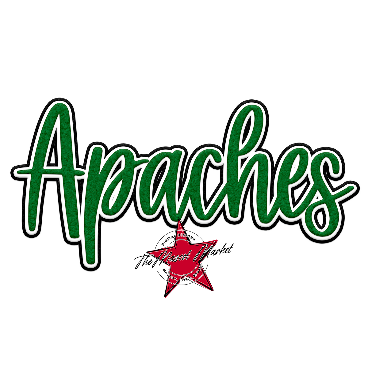 Apaches Chenille Patch-Kelly Green