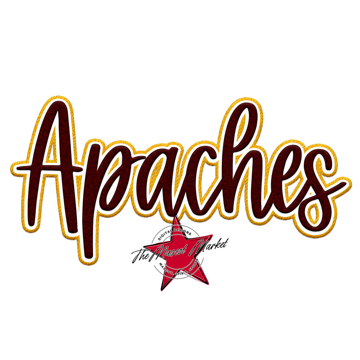 Apaches Chenille Patch-Maroon & Yellow