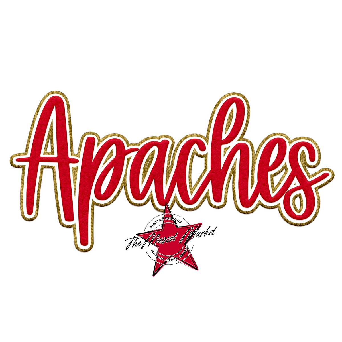 Apaches Chenille Patch-Red & Gold