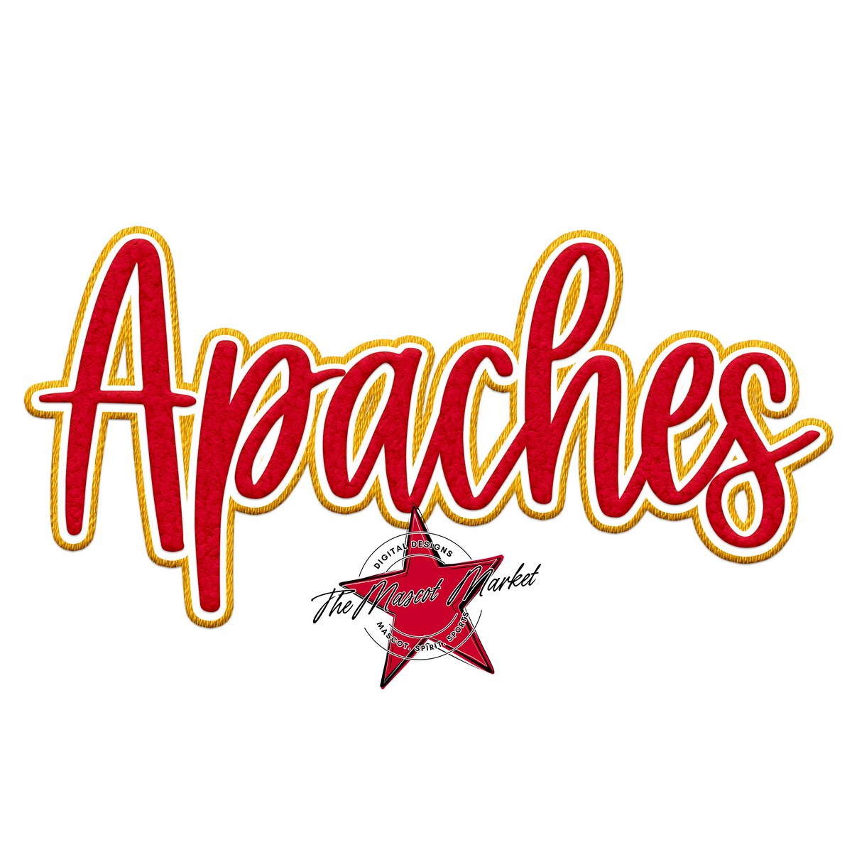 Apaches Chenille Patch-Red & Yellow