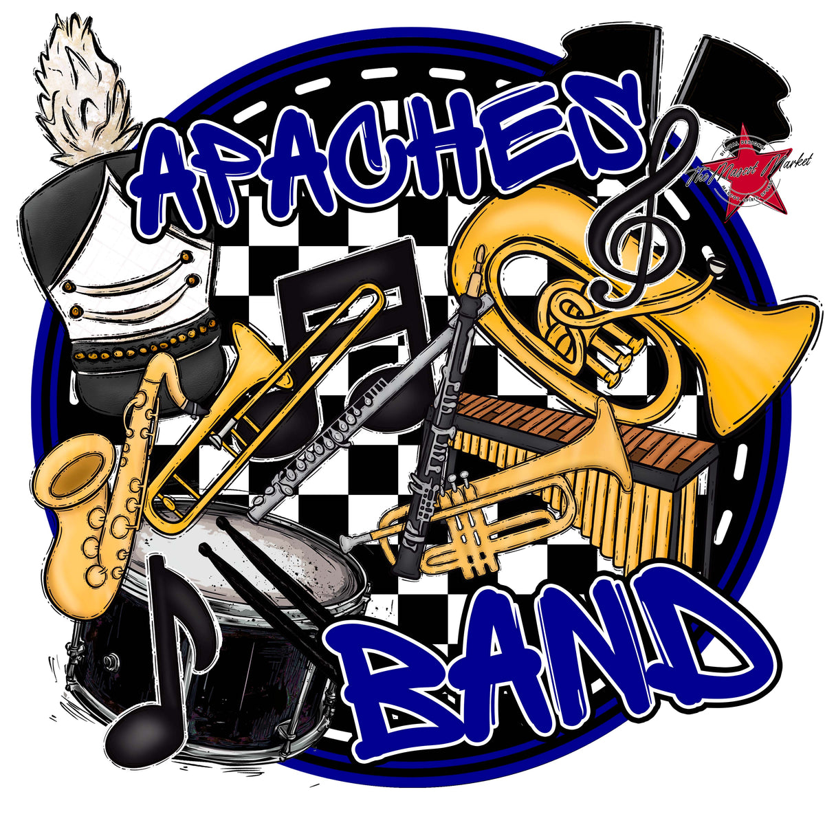 Apaches Circle Band Design-Blue
